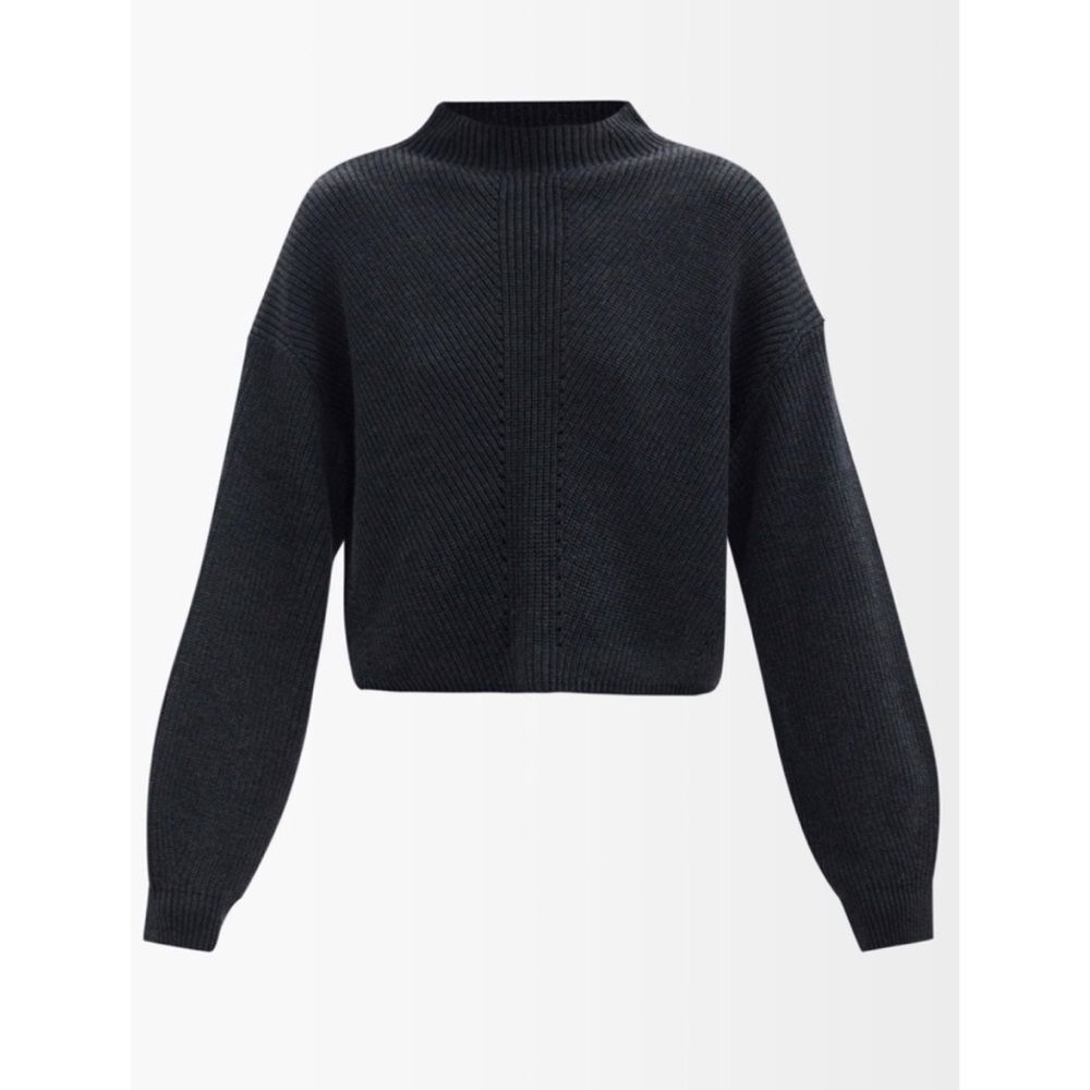 Le Ore Lodi Pointelle Knit Pullover Sweater Dark Shadow Size XS